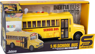 Lodër autobus shkollor Lean Toys 17839, friksion, drita dhe tinguj, i verdhë
