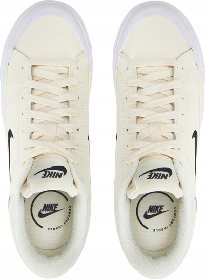 Atlete Nike Court Legacy Lift për goca, me platformë, ngjyrë fildish me të zezë