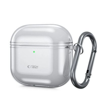 Mbrojtëse kufjesh Tech-Protect FlexAir për Apple AirPods 4, TPU, me karabinë, gri hiri