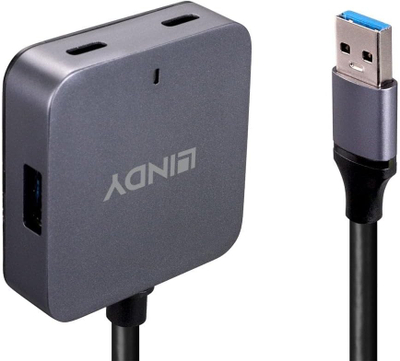 Hub USB Lindy 10m, USB 3.0, 4 porta, gri