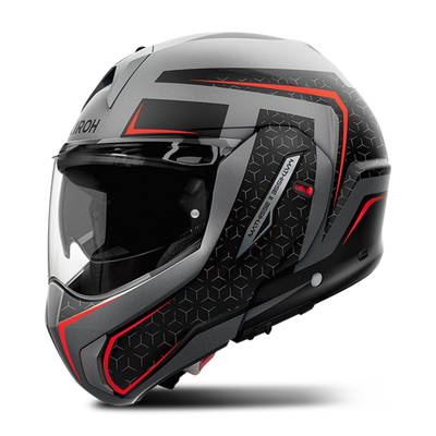 Helm moto Airoh Mathisse II Magnet, termoplastik HRT, ECE 22.06, i zi gri i kuq XS