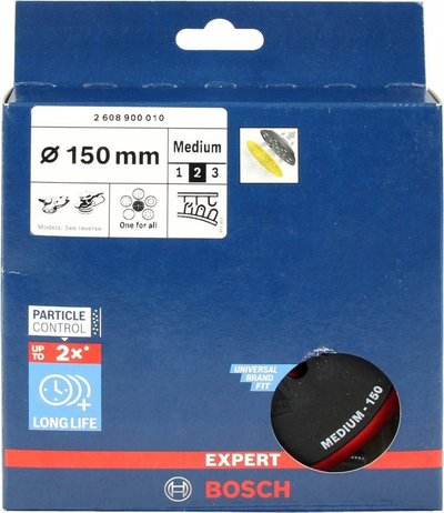 Pjatë mbështetëse Bosch Expert Multihole Medium, 150mm, për gërryese orbitale, e zezë