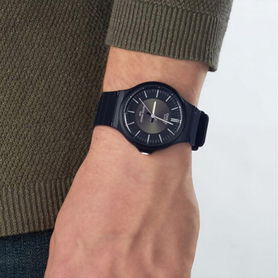 Orë dore për meshkuj Casio, e zezë