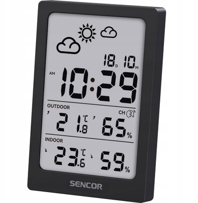 Stacion moti Sencor SWS 2300 B, ekran LCD, sensor radio, i zi