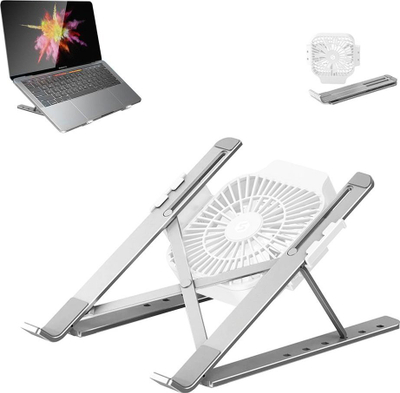 Stendë laptopi Strado F1, alumini, me ventilator ftohës, gri