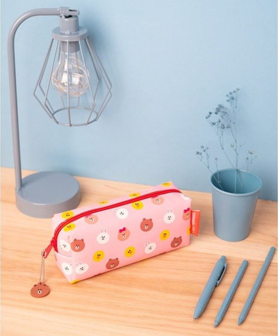 Çantë kozmetike Line Friends Pencil Case, me figurë arushi, për çdo lloj përdorimi, kafe