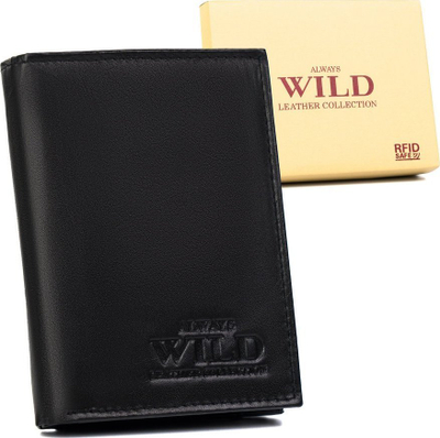 Portofol lëkure Always Wild, RFID, vertikal, i zi