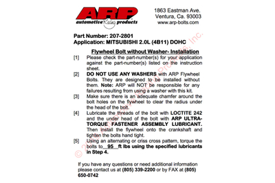 Bulona volant ARP 207-2801, për Mitsubishi Lancer Evo X, set 7 copë, të zinj