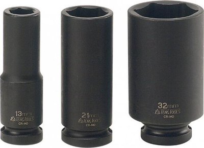 Çelës goditës i gjatë Teng Tools, 1/2", 29 mm, i zi