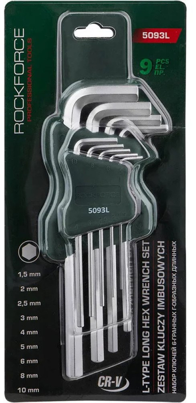 Set çelësa imbus Rockforce RF-5093L, 9 copa, 1.5-10mm, i gjatë