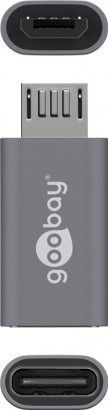 Адаптер USB Goobay, USB 2.0 Micro B во USB C, црн