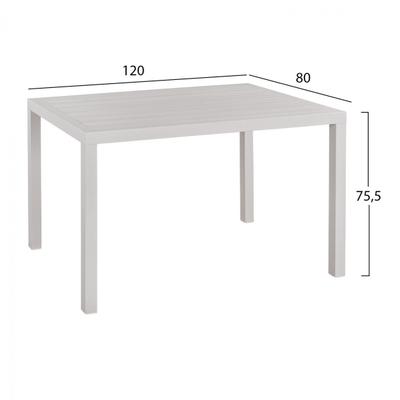 Tavolinë alumini 120×80 cm (HM5570.01), bardhë
