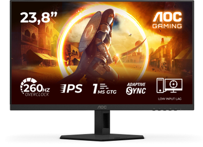 Гејминг монитор AOC G4 24G4ZRE, 23.8", Full HD, 260Hz, црн со црвени детали