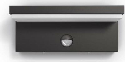 Lampë murale e jashtme Philips Bustan Sensor, LED, 2700K, antracit