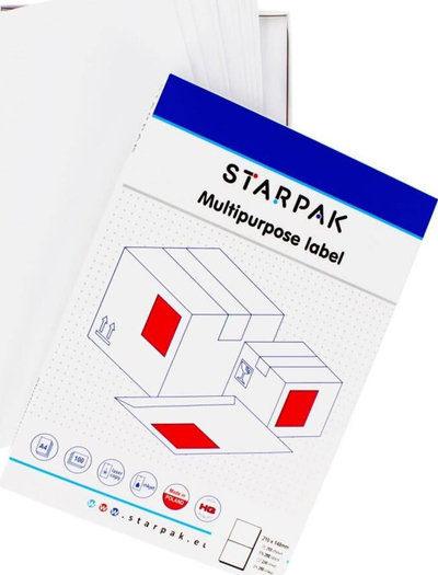 Etiketa vetëngjitëse Starpak, 210x148mm, 200 copë, të bardha