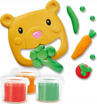 Set plasteline SES Creative My First Modelling Dough Feed the Bear, 3 ngjyra, për kalamaj 1 deri 4 vjeç, shumëngjyrësh