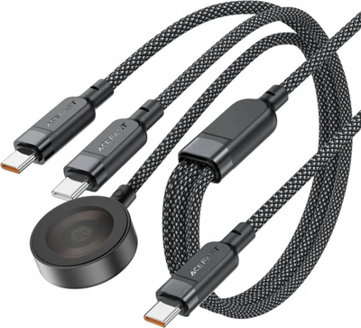 Kабел 3во1 Acefast C6-11, USB C 2x USB C Qi, 100W, 1.2m, црн