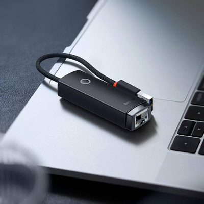 Adapter USB C në RJ45 Baseus WKQX000201, 100Mbps, i zi