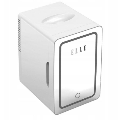 Мини фрижидер за козметика ELLE Home 4L, LED огледало, ладење и загревање, бел