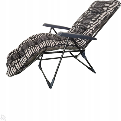 Karrige sheshlonge Malaga Plus 460527, e palosshme, me jastëk 6-8 cm, me vija gri e zeza