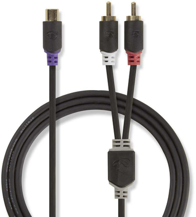 Kabllo subwoofer Nedis, 2x RCA mashkull në RCA femër, 0.2m, antracit