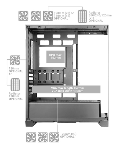 Kullë PC Mars Gaming MCPRISMA, Mid Tower, ARGB, e zezë
