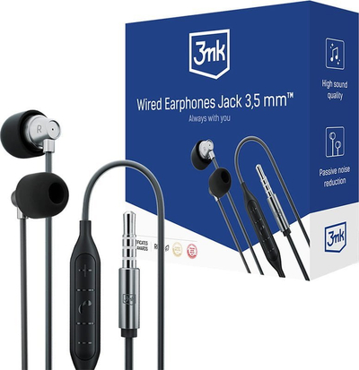 Kufje in-ear 3mk me kabllo, Jack 3.5 mm, me mikrofon, me telekomandë, të zeza