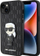 Mbështjellës telefoni Karl Lagerfeld Saffiano Monogram Ikonik për iPhone 14 Plus, lëkurë eko, shkon me karikim me valë, i zi