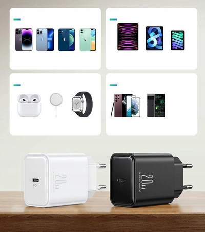 Karikues muri Joyroom PD 20W, USB‑C, kabllo USB‑C 1m, i zi