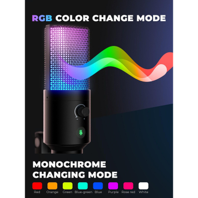 Mikrofon USB Fifine T669 PRO2, set me krah tavoline, RGB, i zi