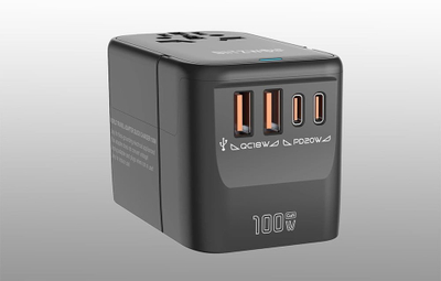 Adapter udhëtimi BlitzWolf BW-TA2, 5 me 1, USB-C PD 100W, i zi