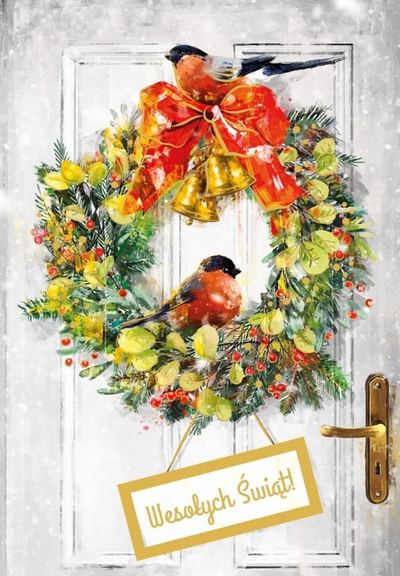 Kartolinë festive Henry Card B6 Christmas Wreath, me zarf, shumëngjyrëshe