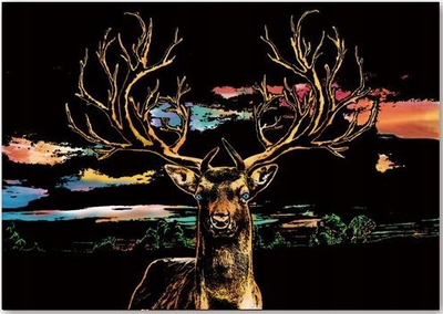 Set kreativ për gërvishtje Your Hobby Deer, 40.5x28.5cm, motiv dreri, shumëngjyrësh