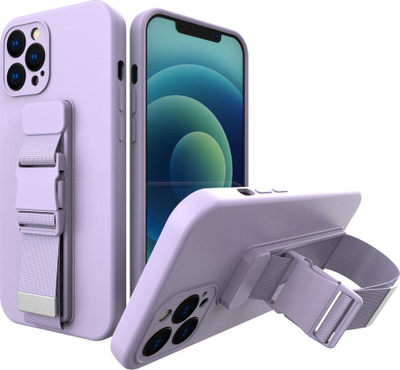 Kapak telefoni Rope Case për iPhone 13, TPU, me litar dhe mbajtëse, lejla