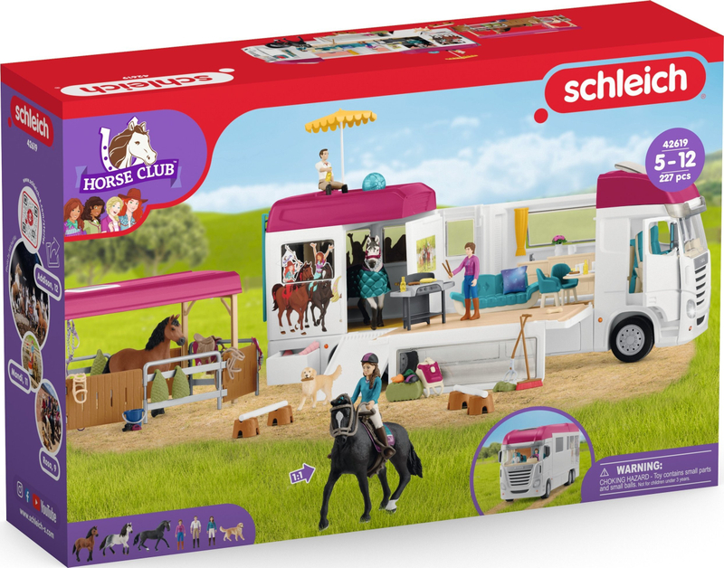 Set lodrash Schleich Horse Club Lisa Transporter 4261, 227 copë, me kuaj dhe aksesorë, shumëngjyrësh