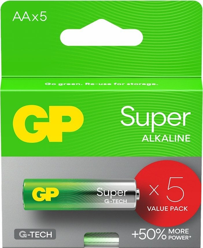 Bateri alkaline GP Super Alkaline AA LR6, 1.5V, paketim 5 copë