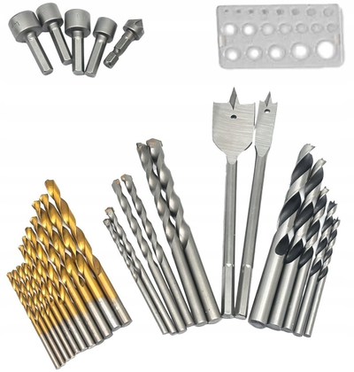 Set spiralësh Energizer 30 copë, për dru metal muraturë, HSS titanium, ngjyrë metalike