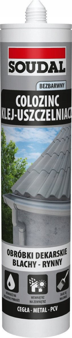 Adeziv polimer për llamarinë Soudal Colozinc, transparent, 290 ml