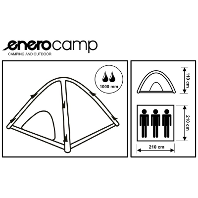 Çadër kampingu Enero Camp Holiday, për 3 veta, 210x210x110 cm, gri me blu