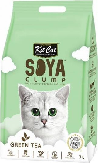 Rërë higjienike për mace Kit Cat SoyaClump Green Tea, sojë natyrale, 7L, jeshile