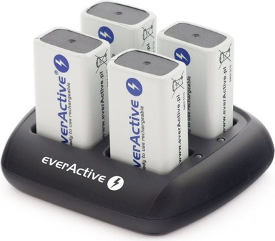 Полнач за батерии EverActive NC-109, за 1-4 батерии 9V Ni-MH, сив