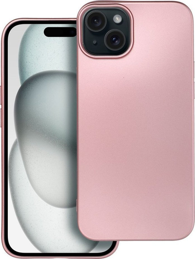 Mbulesë telefoni Metallic Case për iPhone 15 Plus, TPU, sateni, rozë