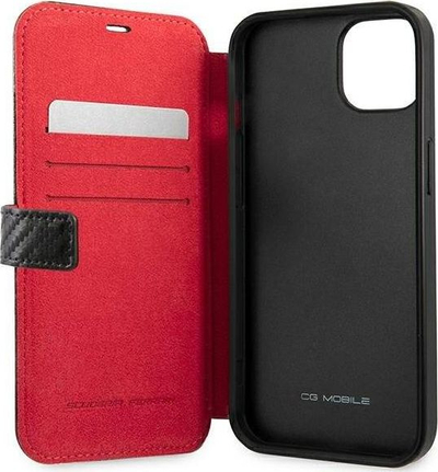 Këllëf telefoni Ferrari On Track Stripe, për iPhone 13 Mini, tip libër, karbon, i zi