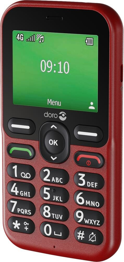 Telefoni Doro Leva E10, ekran 2.4", për të moshuar, i kuq