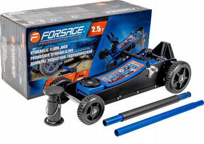 Krik hidraulik Forsage Off-road 2.5T, diapazon 155-615mm, rrota të mëdha, i kuq
