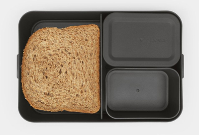Kuti dreke Brabantia Make &amp; Take Lunch Box Bento Large, ndarje bento, plastike, gri e errët