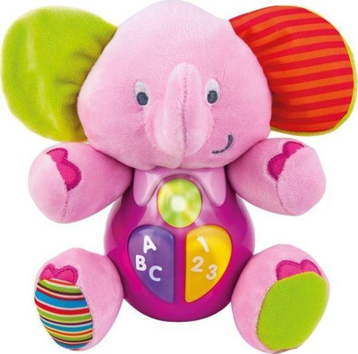 Lodër interaktive Winfun Sing and Learn with Me Elephant, elefant pelush muzikor, 23x29x11 cm, rozë