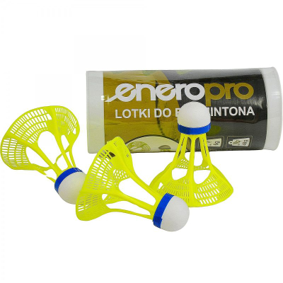 Shuttlecock badminton Enero Air Shutter Pro, set 3 copë, plastik, i verdhë