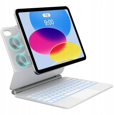 Tastierë mbrojtëse Typecase Edge për iPad 11" A16 2025 dhe iPad 10.9" 2022, me ndriçim, e bardhë