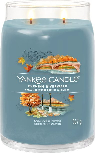 Qiri me aromë Yankee Candle Evening Riverwalk, Signature Large Glass, 567 g, blu